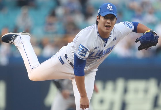 21일 대구 SSG 랜더스전에서 시즌 7승을 따낸 삼성 원태인. 뉴스1